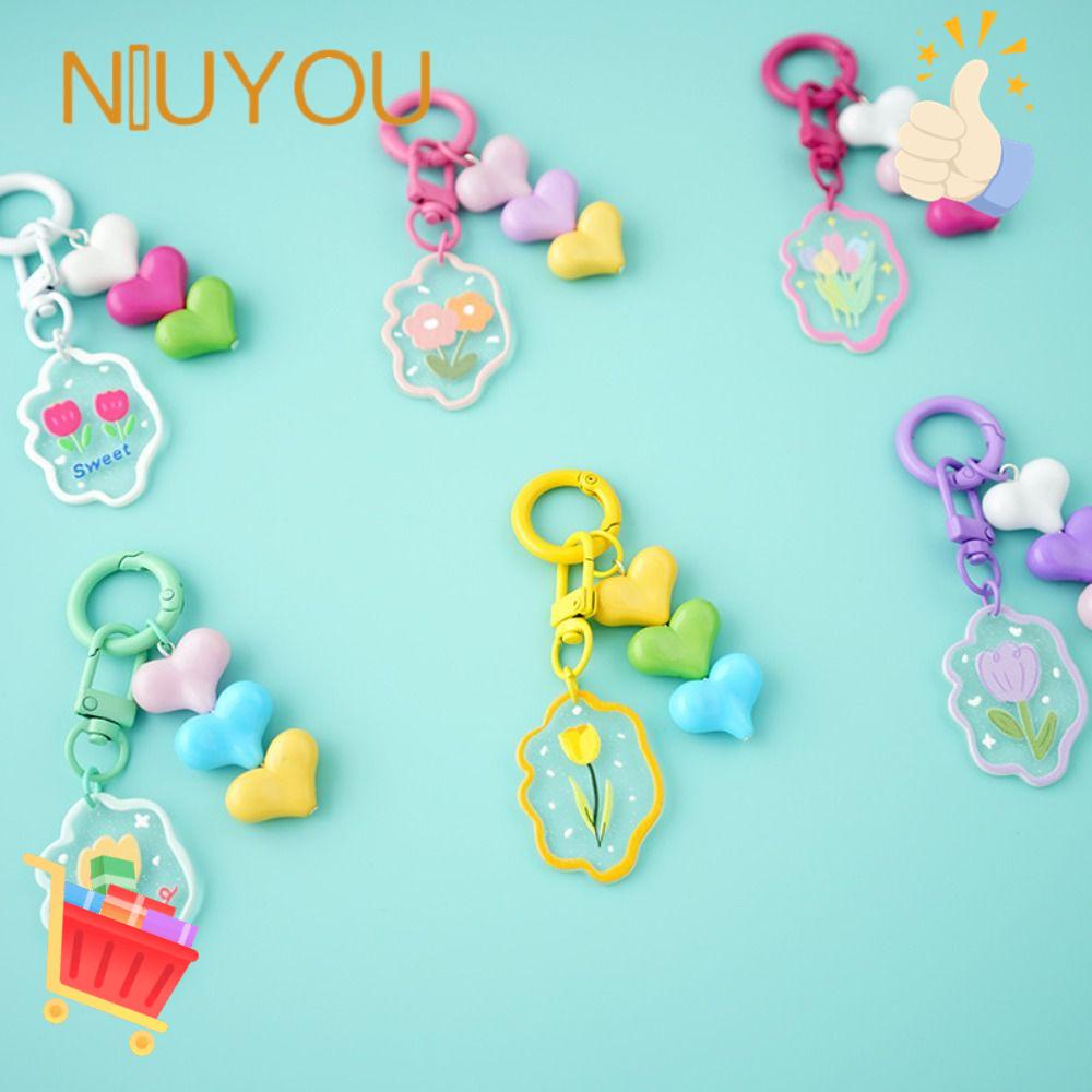 Móc Khóa Acrylic Hình Hoa / Trái Tim Sáng Tạo Cho Nữ