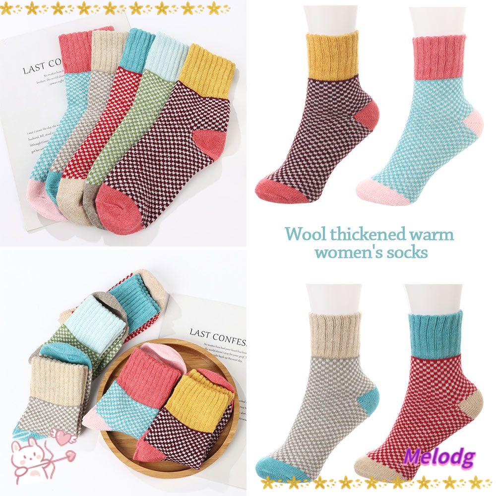MELODG Set 5 Đôi Tất Giữ Ấm Nhiều Màu Sắc Thiết Kế Dày Dặn Thoải Mái