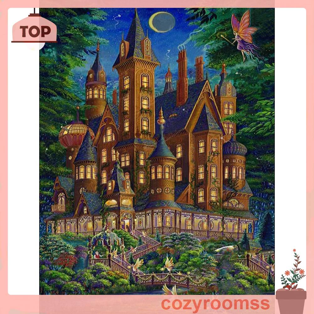 Tranh Đính Đá Kim Cương Toàn Bộ 5D DIY Hình Lâu Đài