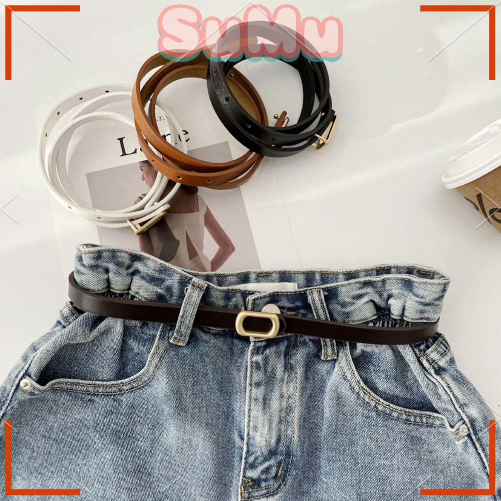 SUMU Thắt Lưng Da PU Khóa Chốt Cài Phối Quần Jean Thời Trang
