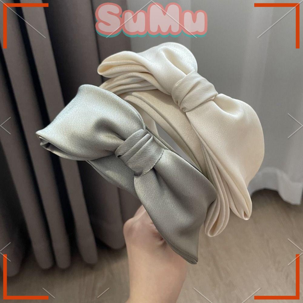 SUMU Băng Đô Cài Tóc Hai Lớp Thắt Nơ Phong Cách Retro Cho Nữ