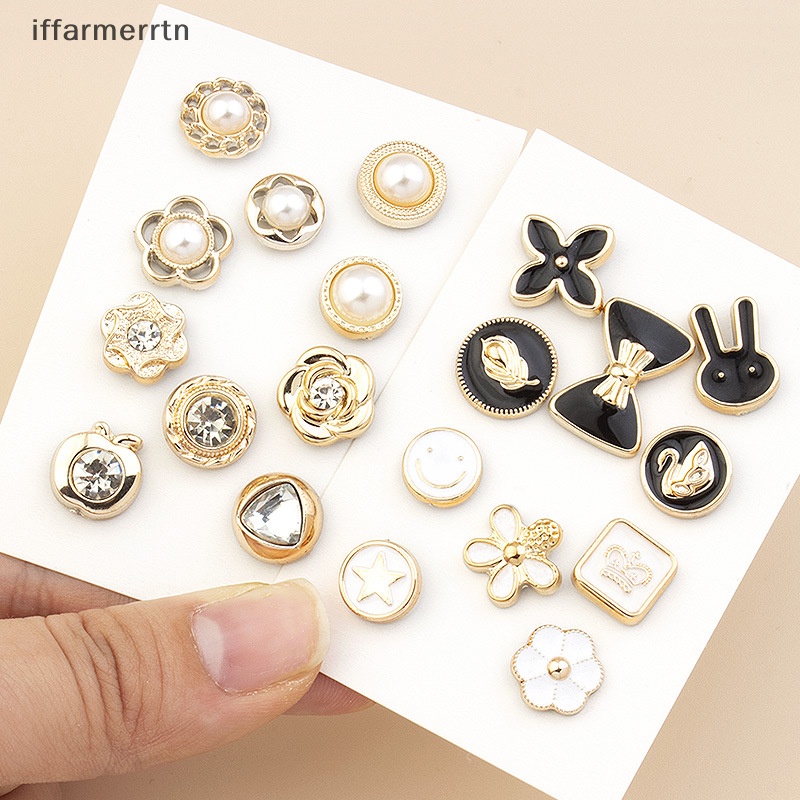 Set 10 Ghim Cài Áo Hình Bông Hoa Đính Ngọc Trai Giả Thời Trang