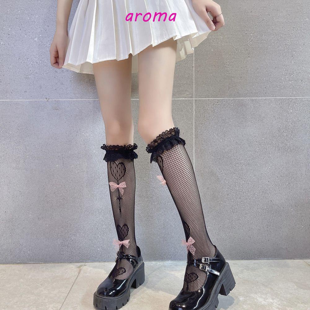 AROMA Đôi Vớ LướI PhốI Nơ HọA TiếT Dễ Thương ThờI Trang Cho Nữ