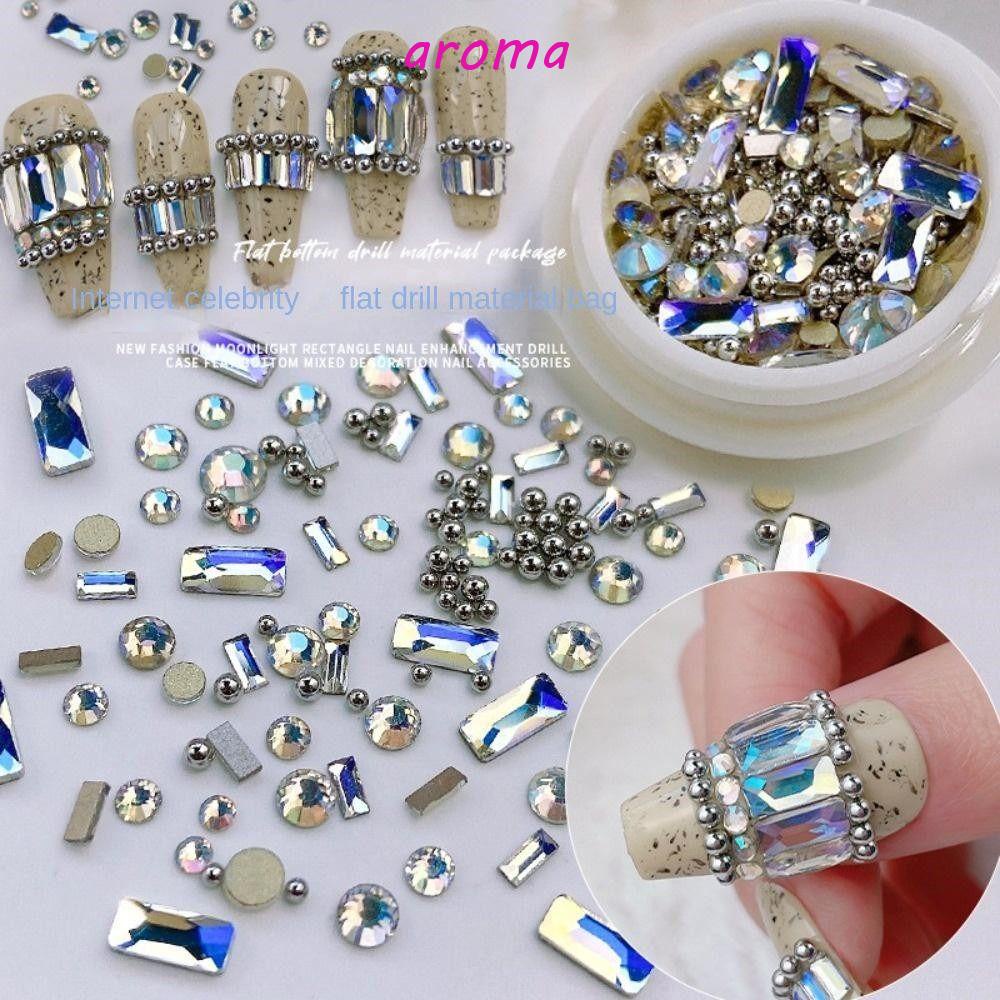 AROMA Phụ Kiện Hạt Thép 3D Nhiều Kích Cỡ Trang Trí Móng Tay Thời Trang