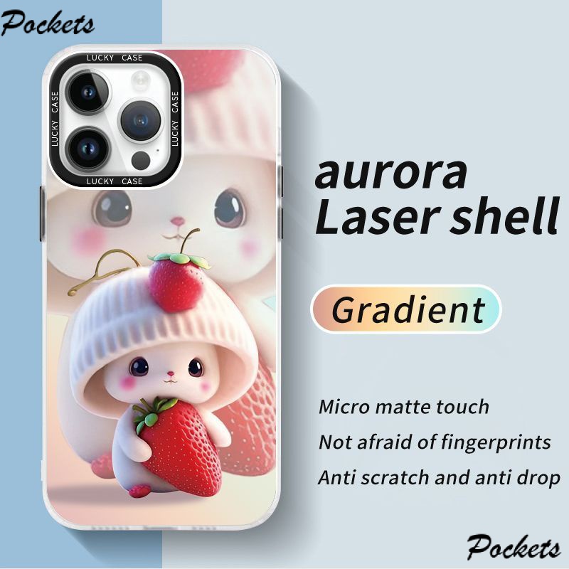 Ốp Điện Thoại Màu Laser Họa Tiết Trái Dâu Dễ Thương Cho Iphone 1314promax Xr12678Plus A3JM