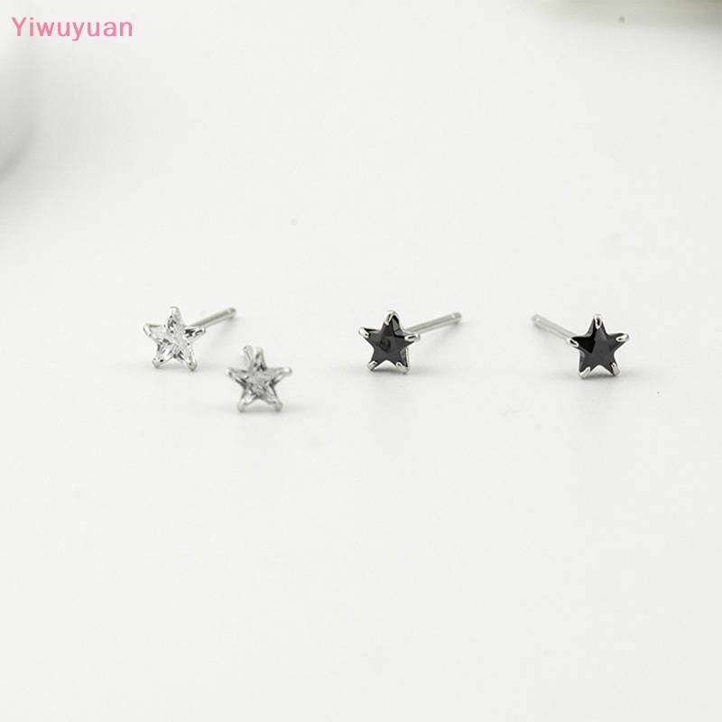 Khuyên Tai Bạc 925 Đính Đá Zircon Hình Ngôi Sao Nhỏ Mới