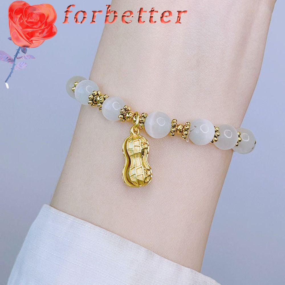 FORBETTER Vòng Tay Mặt Hạt Đậu Phộng Dễ Thương Thanh Lịch Phong Cách Hàn Quốc Cổ Điển