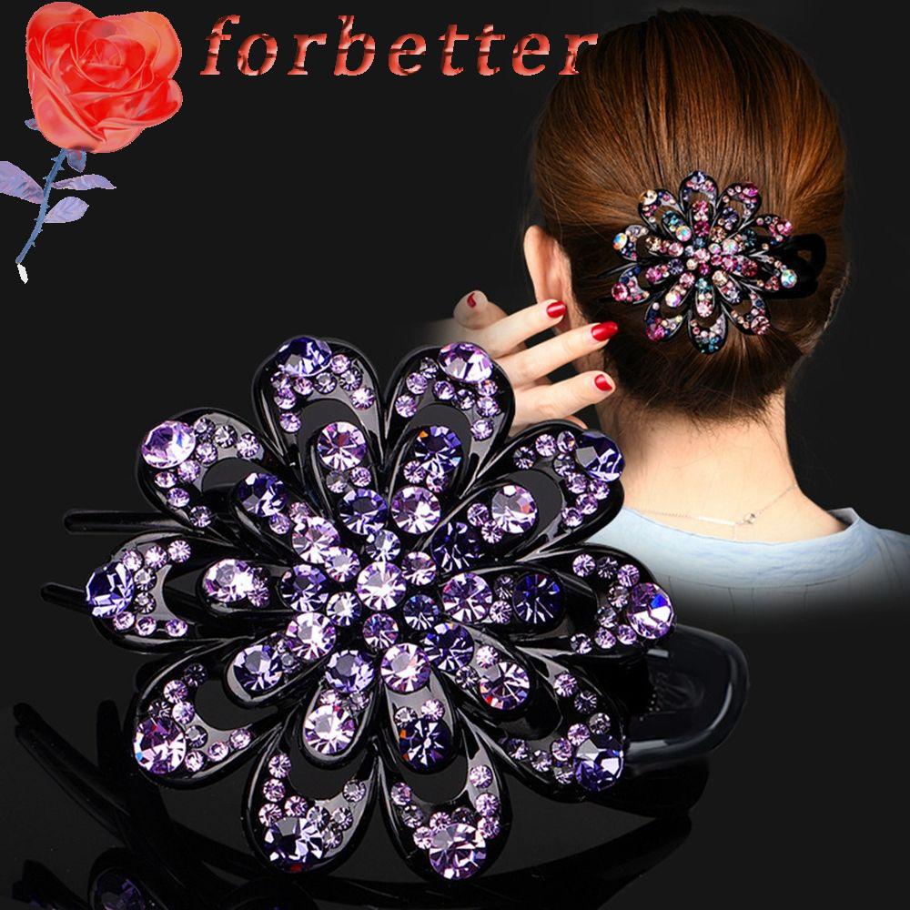 FORBETTER Kẹp Tóc Hình Chữ U Họa Tiết Hoa Đơn Giản Phong Cách Hàn Quốc