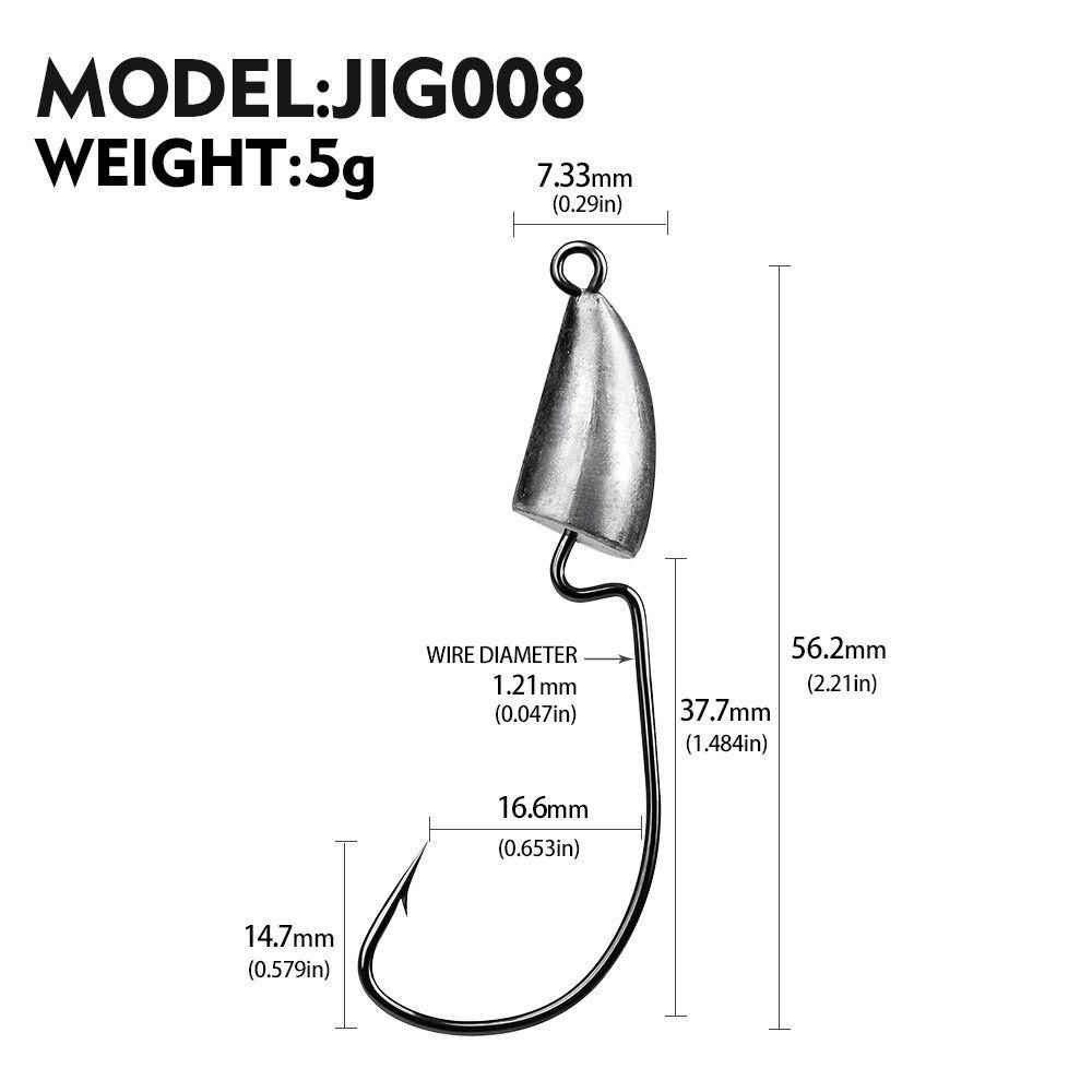 Set 1 5 Lưỡi Câu Cá Bằng Thép Carbon 5g 7g10g 14g Chuyên Dụng