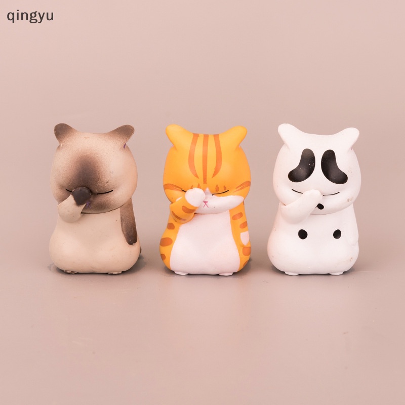 Tượng Mèo qingyu Mini Dễ Thương Dùng Trang Trí Phòng