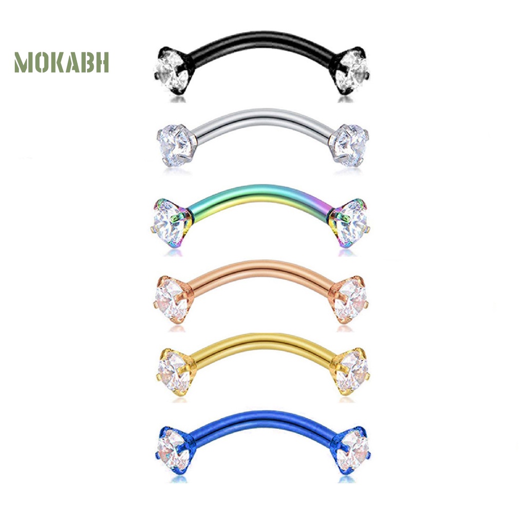 [Mok Abh] Khuyên Xỏ Lông Mày Đính Đá Zircon Bằng Thép Không Gỉ Chống Mài Mòn Cho Nữ