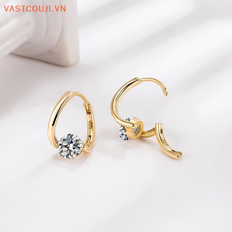 1 Cặp Bông Tai Đính Đá Zircon Đơn Giản Phong Cách Hàn Quốc Tinh Tế Cho Nữ