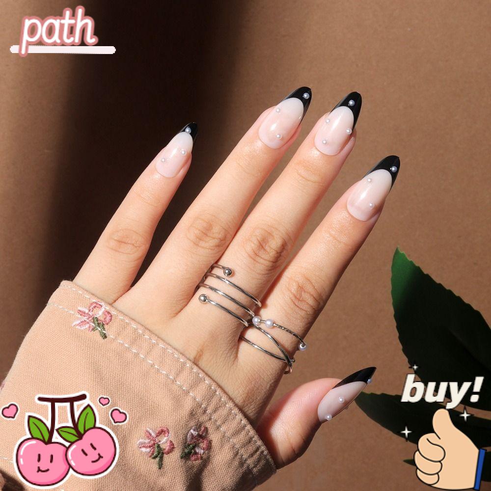 PATH Bộ 24 Móng Tay Giả Che Phủ Toàn Diện Đính Hạt Giả Kim Cương DIY