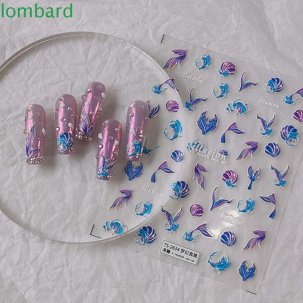 LOMBARD Miếng Dán Trang Trí Móng Tay Họa Tiết Hoạt Hình Dễ Thương