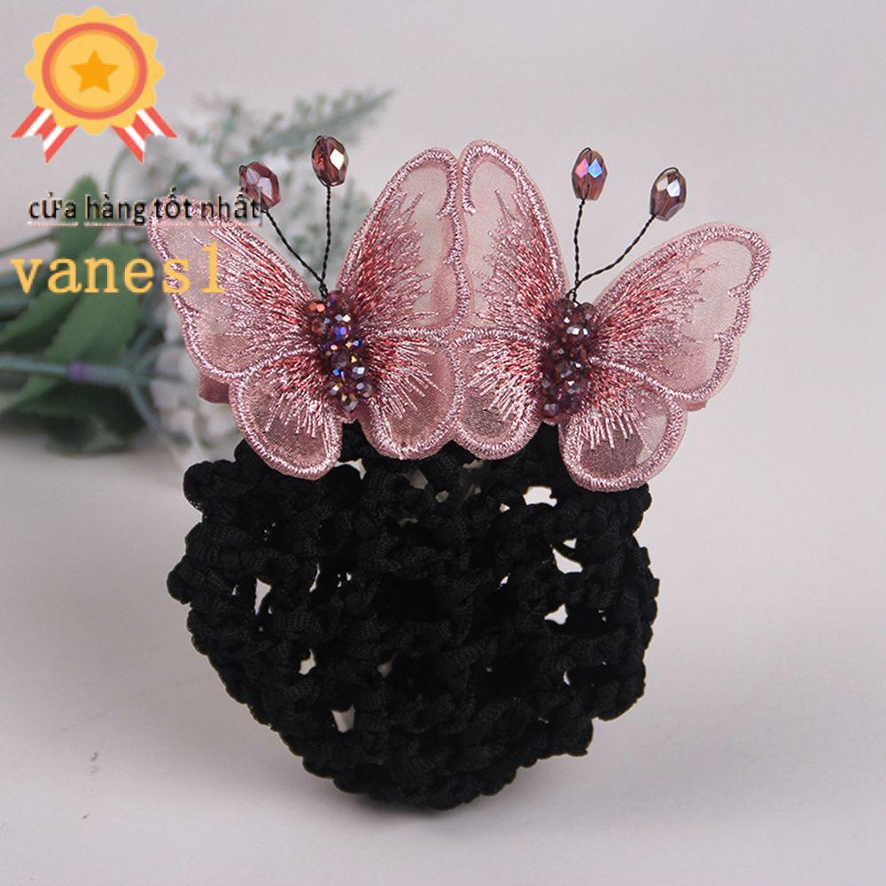 VANES1 Vỏ Bọc Kẹp Tóc Thêu Hình Bướm Kiểu Vintage Thời Trang Mùa Xuân Cho Nữ