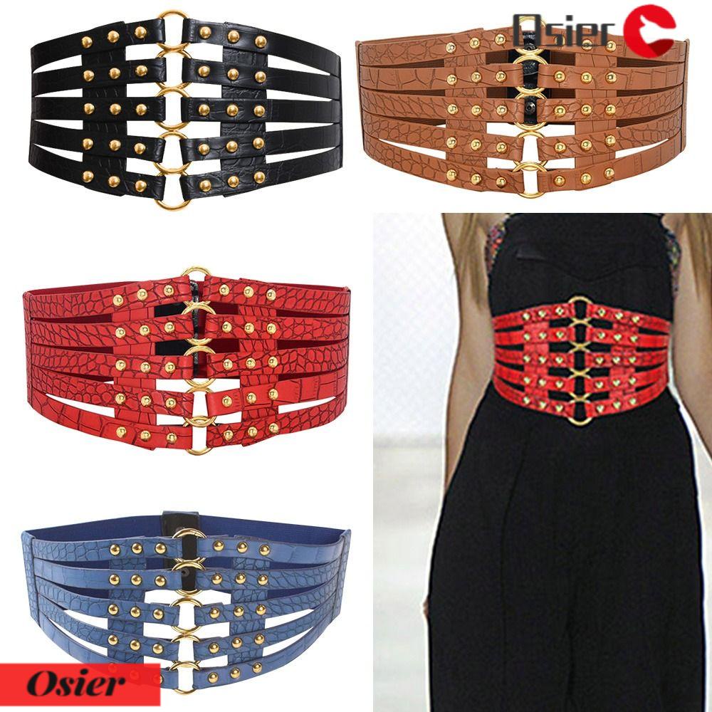 OSIER1 Thắt Lưng Da Bản To Đính Đinh Tán Sang Trọng