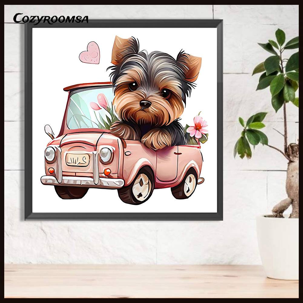 Tranh Đính Đá Kim Cương Toàn Bộ 5D DIY Hình Vẽ Chó Trang Trí Nhà Cửa