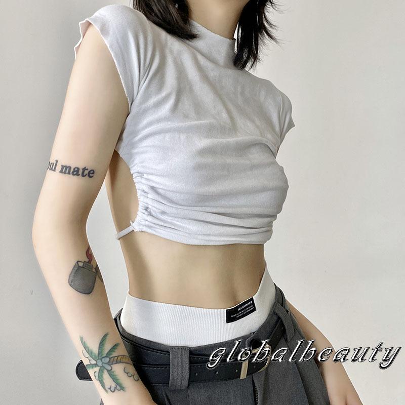 Áo Thun Crop Top Tay Ngắn Màu Sắc Đơn Giản Thời Trang Mùa Hè Dành Cho Nữ