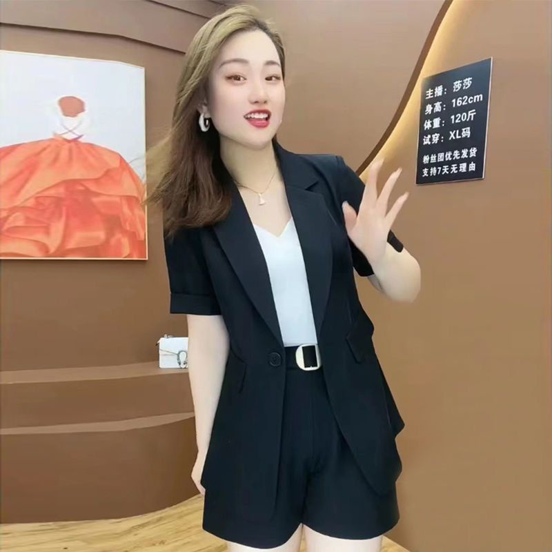 Bộ Áo Vest Ngắn Tay + Quần Short Ôm Dáng Thời Trang Mùa Hè Cho Nữ