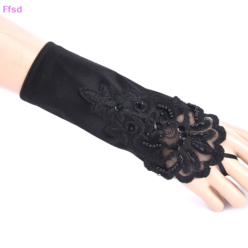 {Ffsd} Găng Tay Ren Ngắn Hở Ngón Cho Cô Dâu Ngày Cưới Bán Chạy