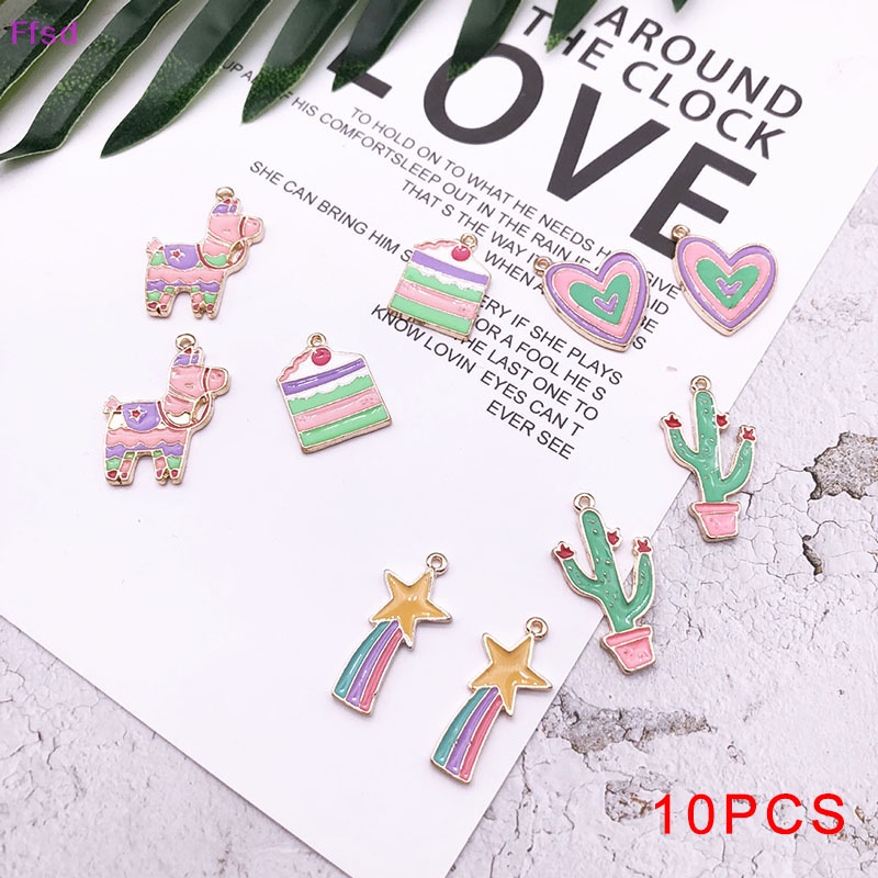 Set 10 Mặt Dây Chuyền Hợp Kim Tráng Men DIY Làm Quà Tặng * Bán Chạy {Ffsd}} Ffsd}} Nhiều Kiểu Dáng Tùy Chọn