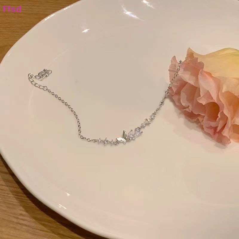 {Ffsd} Vòng Tay Chuỗi Hạt Hình Bướm Màu Bạc Thời Trang Dành Cho Nữ
