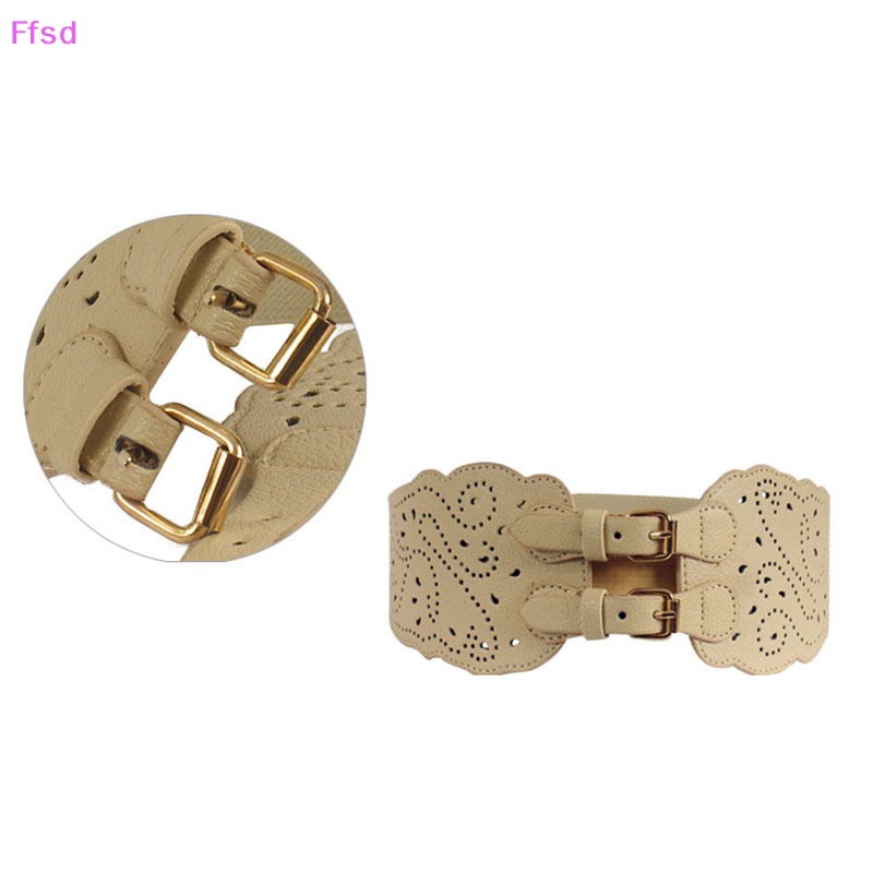 Thắt Lưng Bản Rộng Co Giãn Phối Hai Khóa Thời Trang Cho Nữ