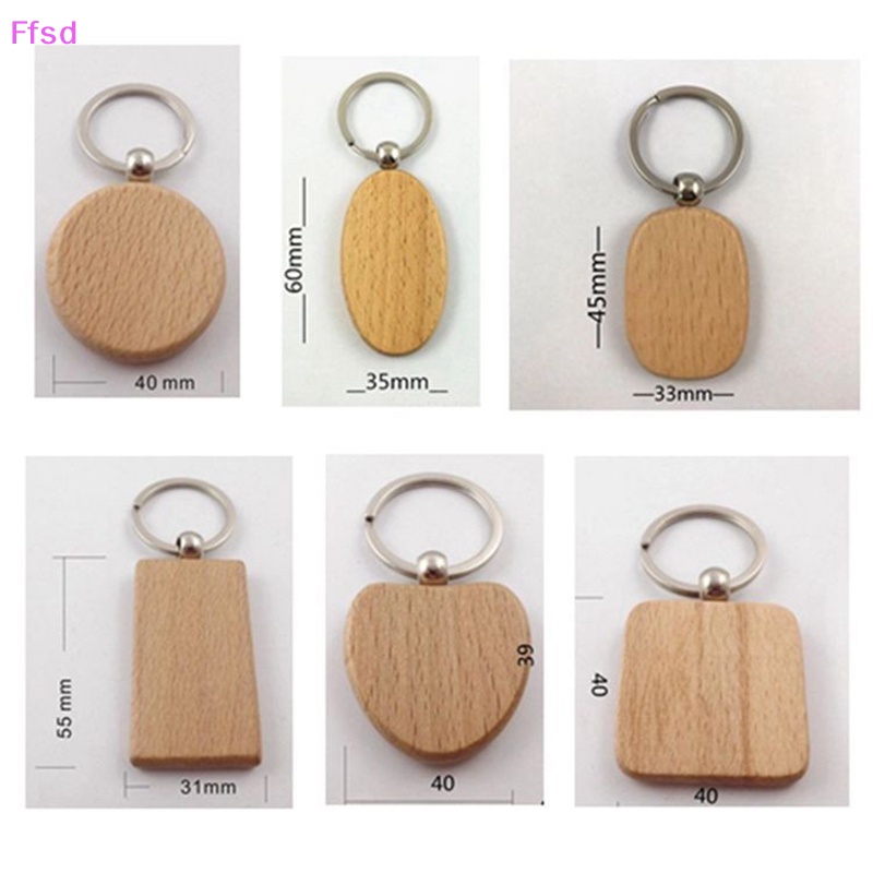 {Ffsd} Móc Chìa Khóa Gỗ Trơn Hình Tròn / Chữ Nhật Tự Làm Khuyến Mãi Từ Bán Chạy