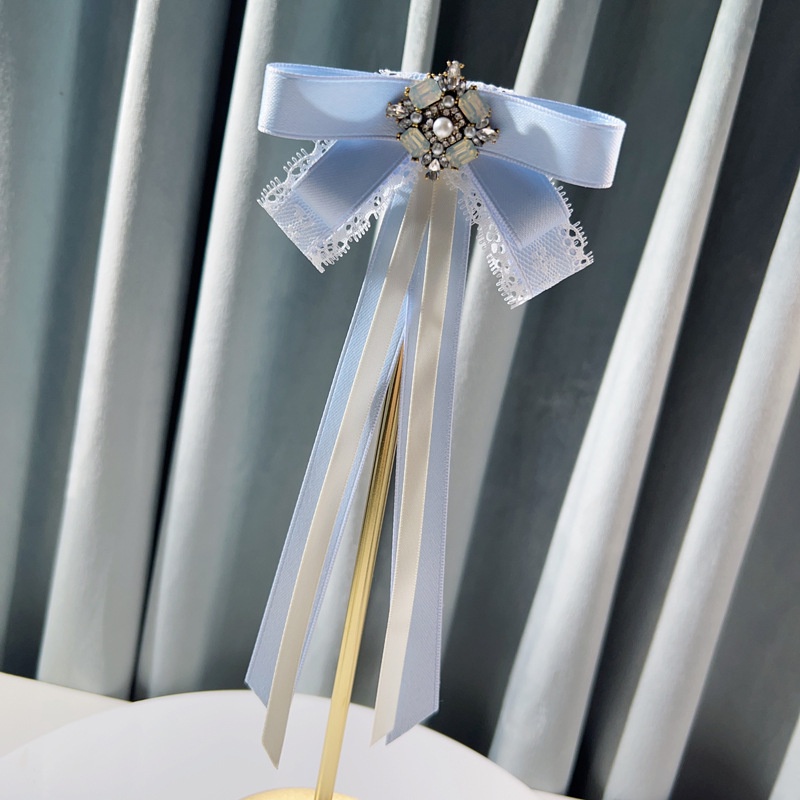 Nơ Cài Cổ Áo Đính Đá Pha Lê Ren Màu Hồng / Xanh Dương / Geen Ngọt Ngào Thời Trang Mùa Hè Năm 2023 Cho Nữ