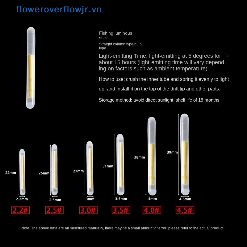 50 Phao Câu Cá Phát Sáng Trong Bóng Tối 2.2-4.5mm