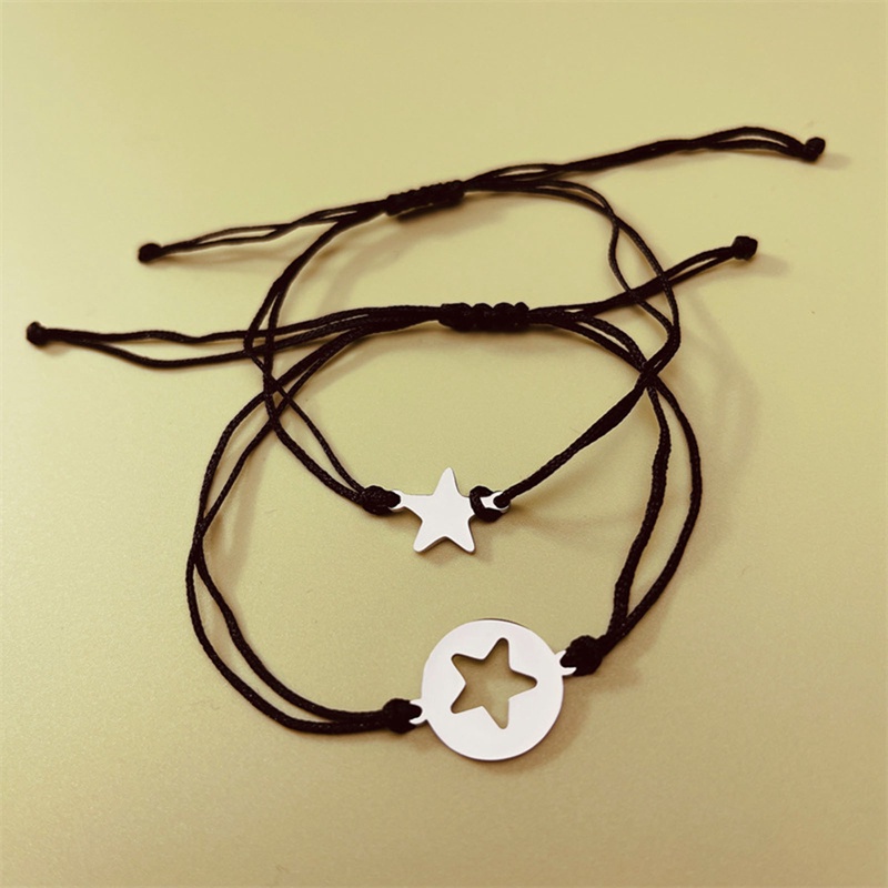 1 Cặp Vòng Tay Tình Bạn Bằng Thép Không Gỉ Thiết Kế Ngôi Sao Thời Trang Cho Nữ