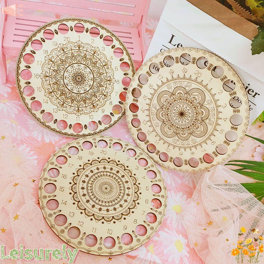 LEILY Dụng Cụ Sắp Xếp Chỉ Thêu Chữ Thập Bằng Gỗ Họa Tiết Mandala