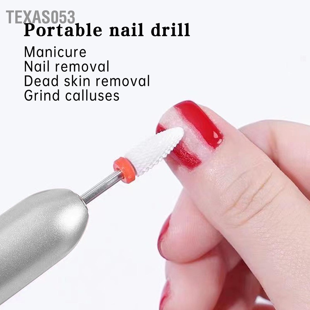 Texas053 Máy mài móng tay Điện cầm bằng nhựa USB 20000 RPM khoan để loại bỏ da chết