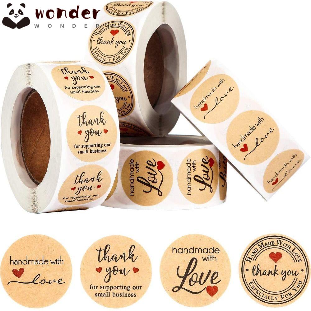 WONDER 4 Cuộn 2000 Miếng Dán Tự Dính, 500 Nhãn Dán, Thank You, Hình Tròn 1in 4 Cuộn