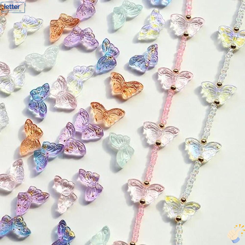 LET Set 200 Hạt Thủy Tinh Trong Suốt Hình Bướm Dùng Trang Trí Phòng