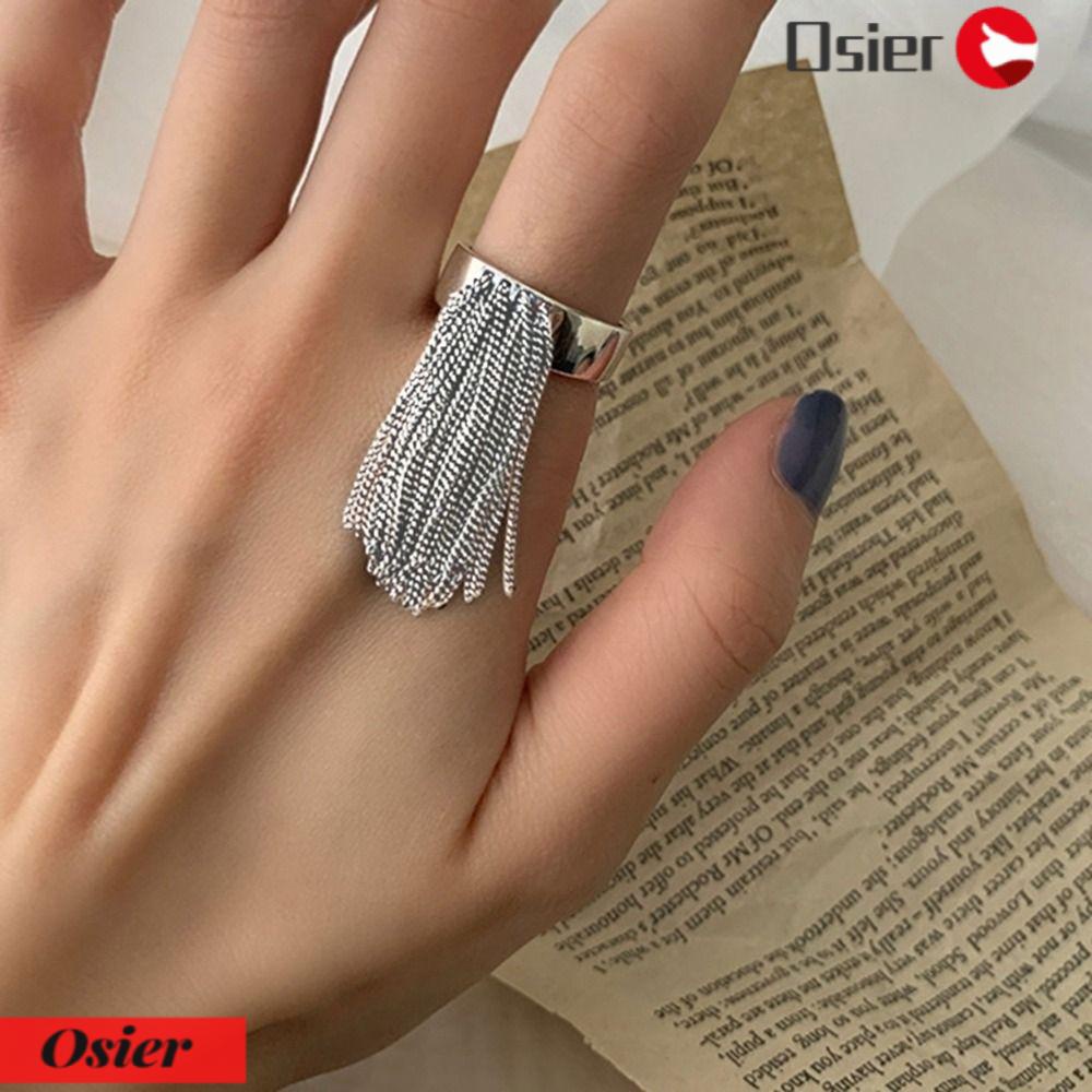 OSIER1 Nhẫn Hở Nhiều Tầng Dạng Chuỗi Tua Rua Phong Cách Punk Cổ Điển Thời Trang Dự Tiệc Cho Nữ