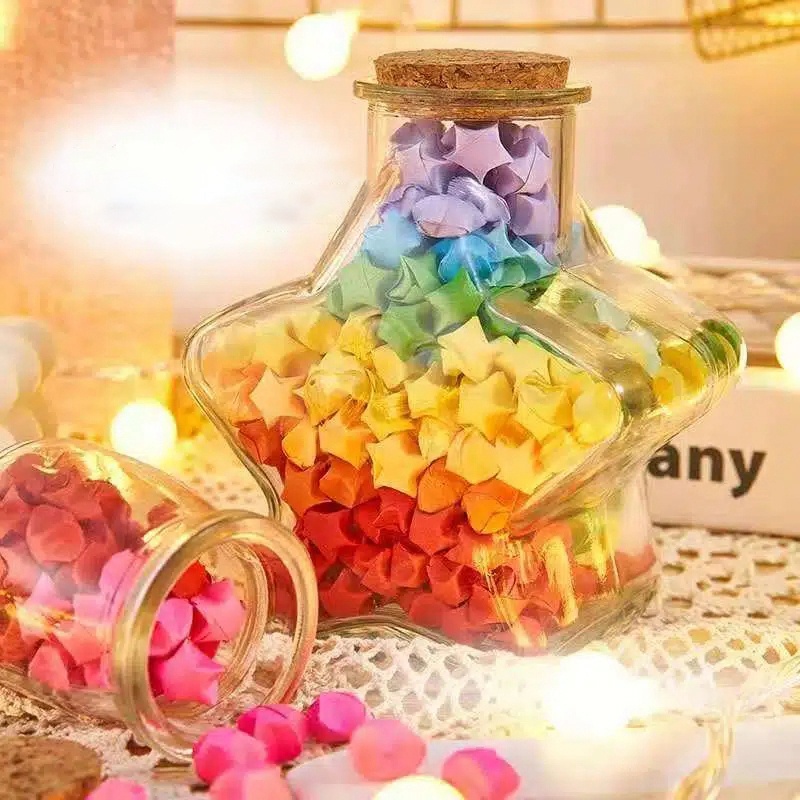 Lọ Điều Ước Trong Suốt Hình Ngôi Sao Diy Làm Bình Nước Hình Bánh Gừng Sáng Tạo Làm Quà Lọ Điều Ước Giấy Xếp Hình Origami Ngôi Saovalentine