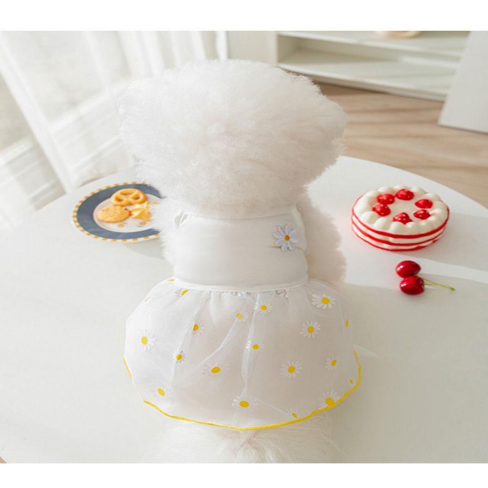 YNATURAL Đầm Công Chúa Họa Tiết Hoa Cúc Rỗng Thoáng Khí Thời Trang Mùa Hè Mới Cho Thú Cưng