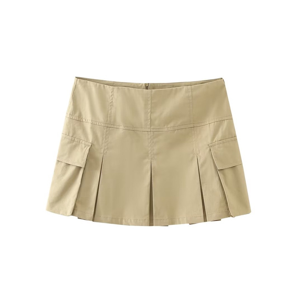 Uibey Chân Váy Lửng Có Túi Màu Trơn Thời Trang 127