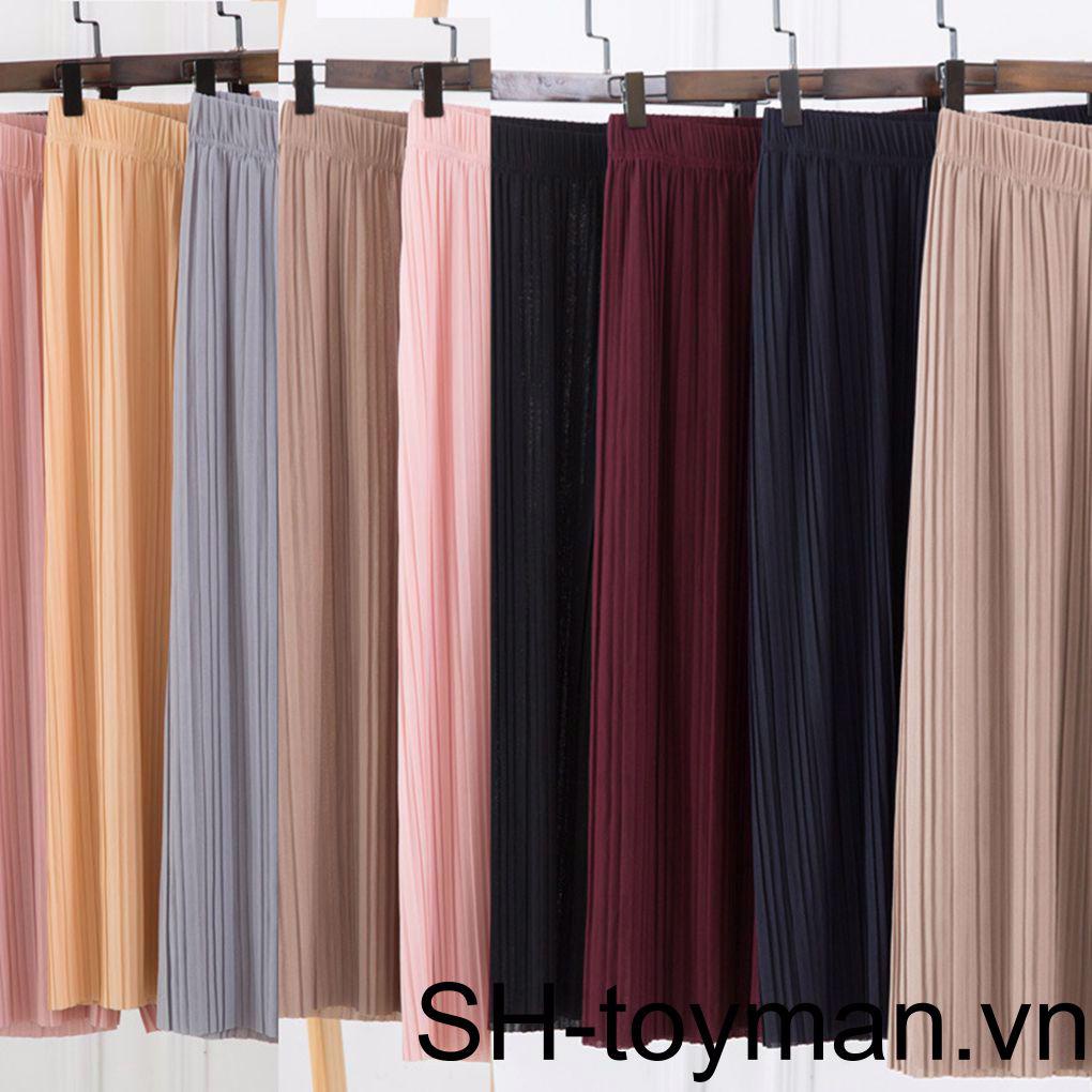 Quần Dài Lưng Cao Dáng Rộng Màu Sắc Thanh Lịch Cho Phái Nữ