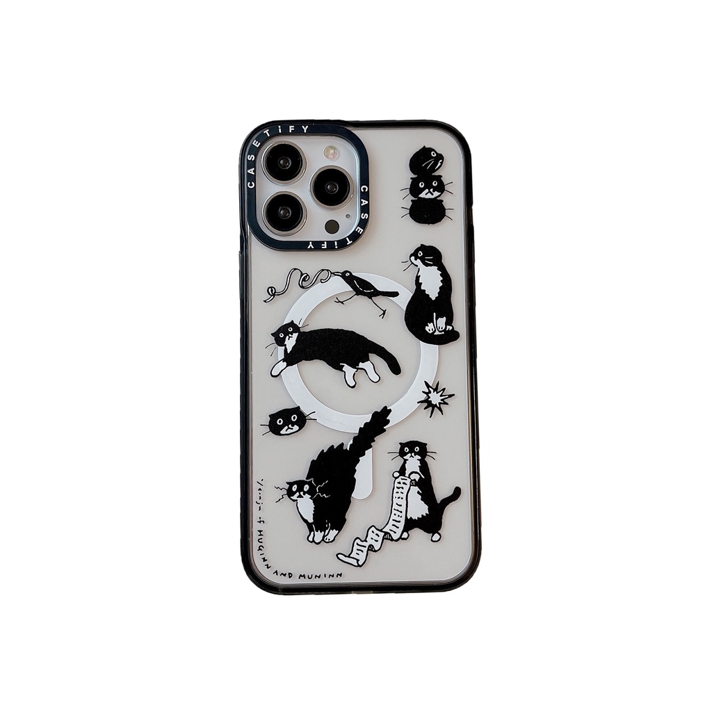 Ốp Điện Thoại Acrylic Cứng Trong Suốt Hình Mèo Đen Cho iPhone 15 14 13 12 11 Pro Max Plus