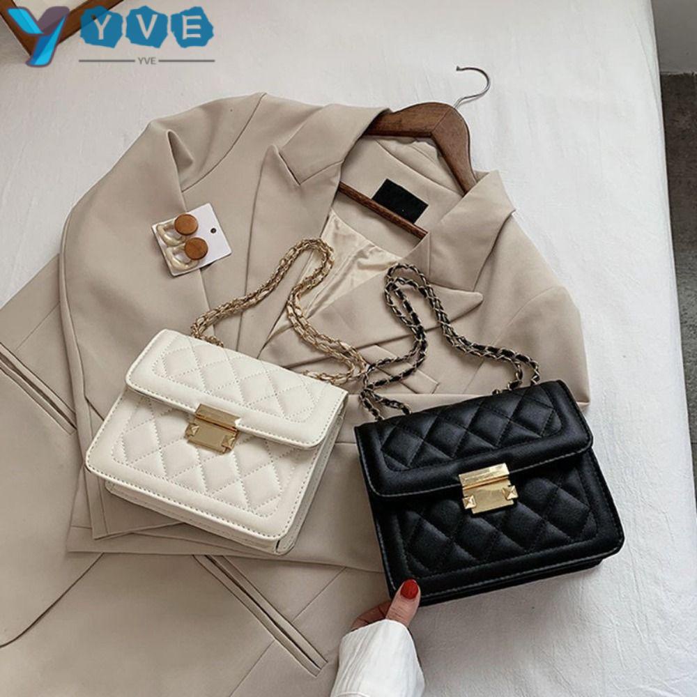 YVE Túi Xách Da Pu Đeo Chéo Phối Dây Xích Thiết Kế Đơn Giản Thời Trang Cho Nữ