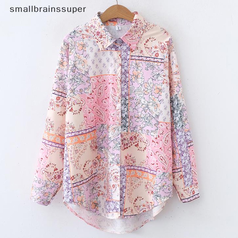 Áo Sơ Mi Dài Tay Dáng Rộng In Họa Tiết Hoa Thời Trang Mùa Hè Cho Nữ
