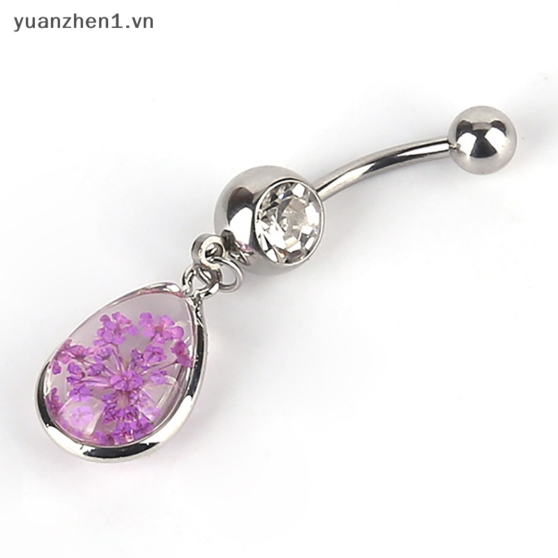 Khuyên Rốn Đính Đá Hình Giọt Nước Bằng Thép Không Gỉ Thời Trang Cho Nữ