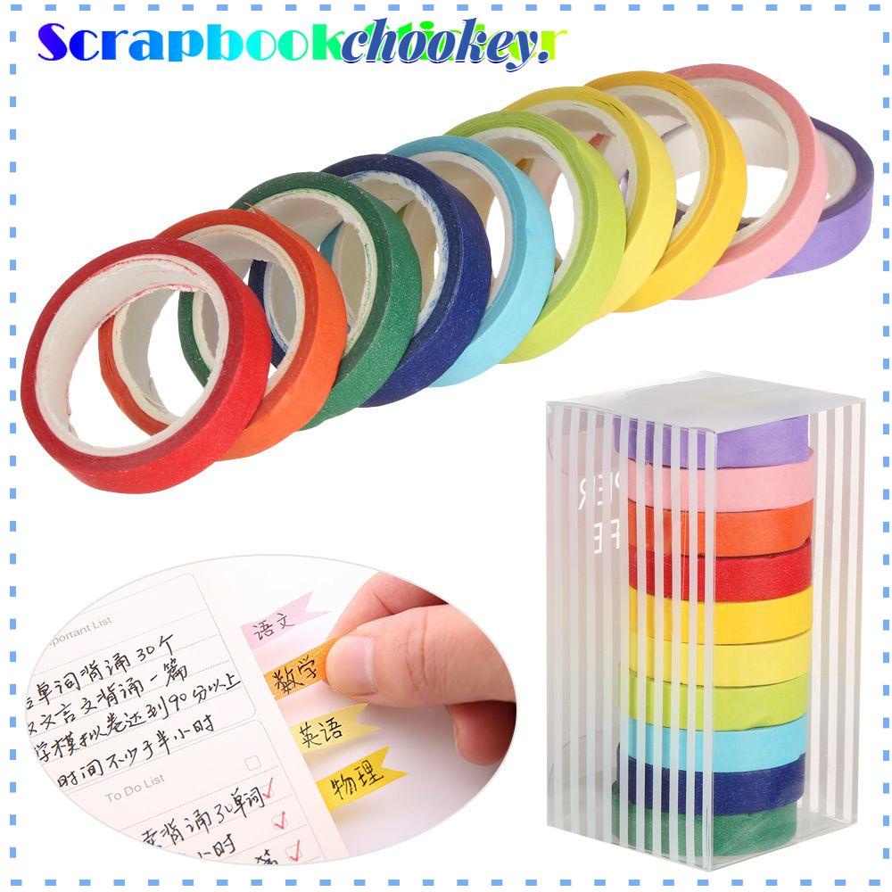 CHOOKEY Hộp 10 Cuộn Băng Dính Washi Hình Cầu Vồng Trang Trí Scrapbook