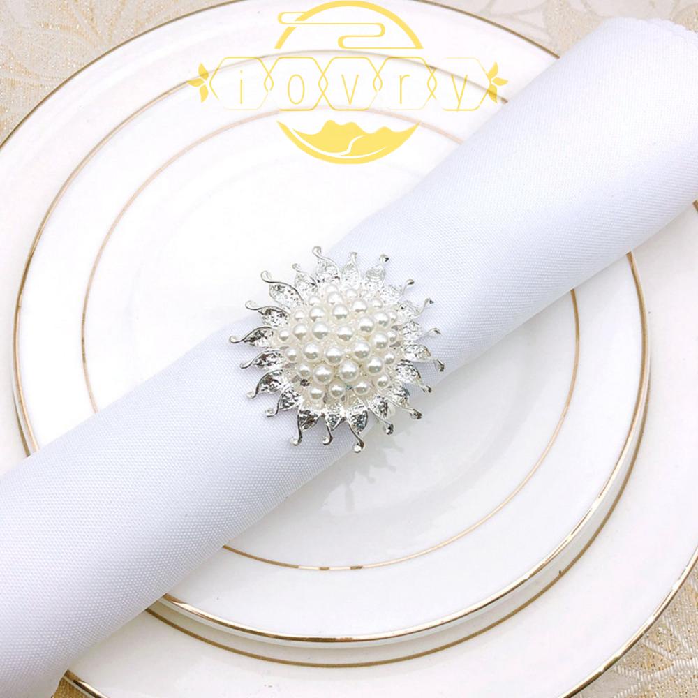 IVORY Nhẫn Khóa Khăn Ăn Hình Hoa Hướng Dương Đính Đá