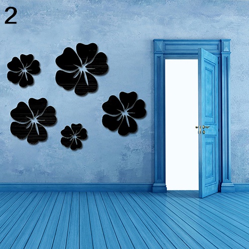 Miếng Dán Tường Trang Trí Họa Tiết Hoa 3D Tráng Gương Tháo Rời Được DIY