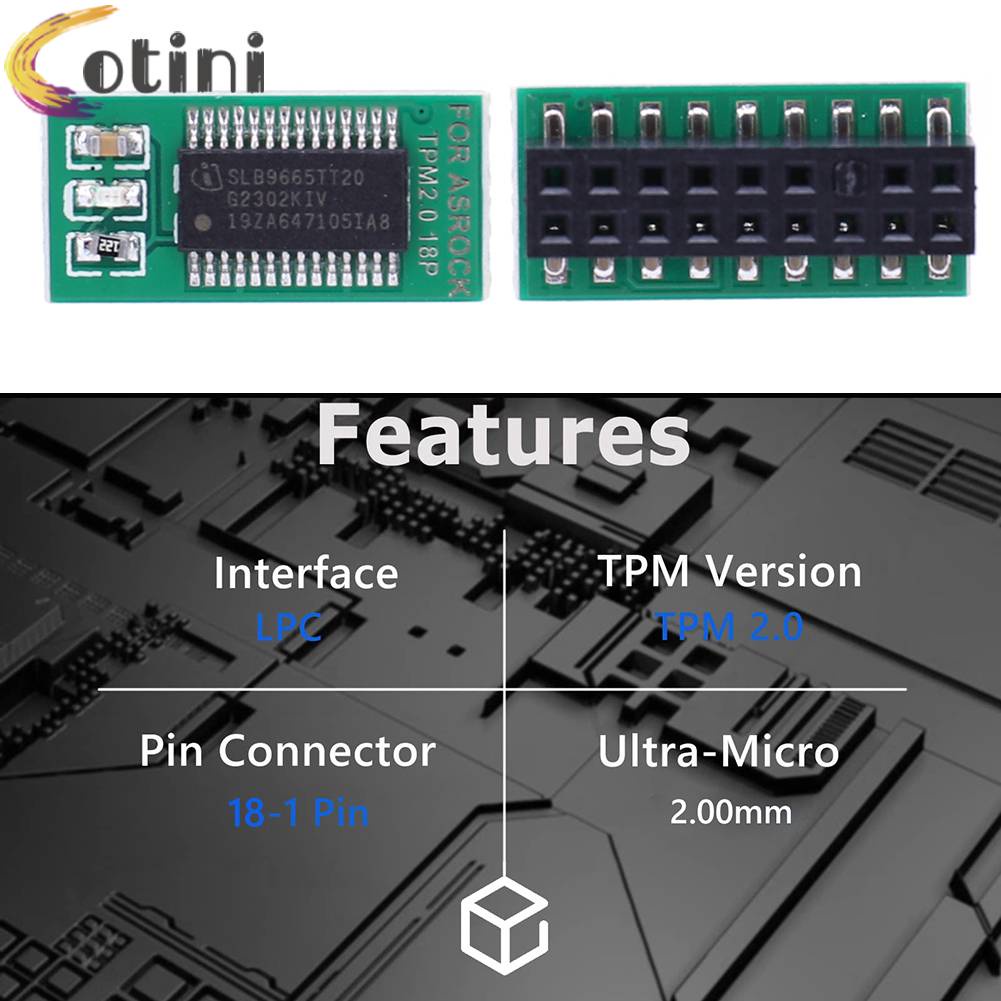 Mô Đun An Ninh Mini TPM 2.0 Cho Bảng Mạch ASUS / ASROCK / Gigabyte / MSI