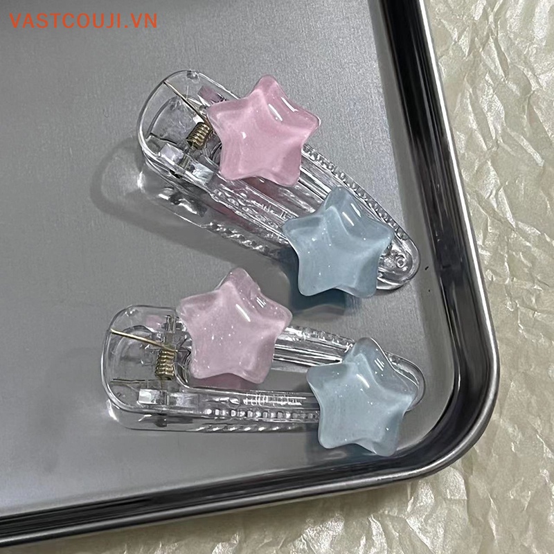 Kẹp Tóc Hình Ngôi Sao Năm Cánh Màu Hồng / Xanh Dương Dễ Thương Dành Cho Nữ Y2k