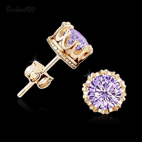 Bông Tai Mạ Bạc Hình Vương Miện Đính Đá Thời Trang Cho Nữ